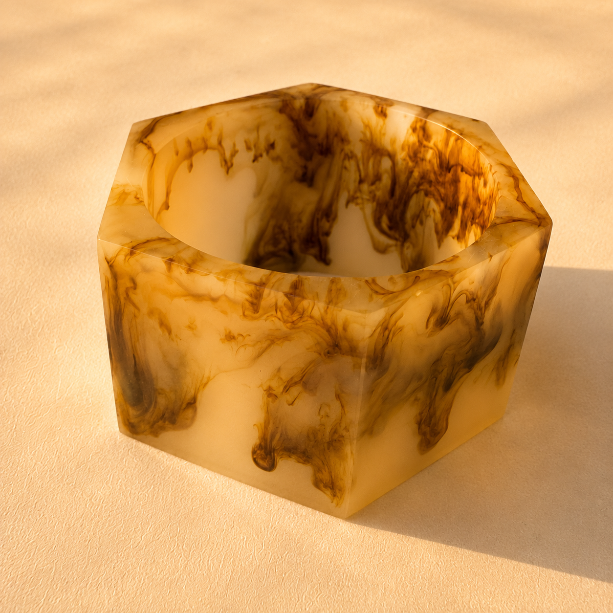 Vintage Caramel Marble Hexagon Bangle