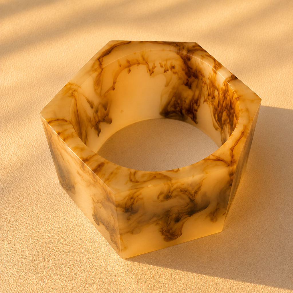 Vintage Caramel Marble Hexagon Bangle