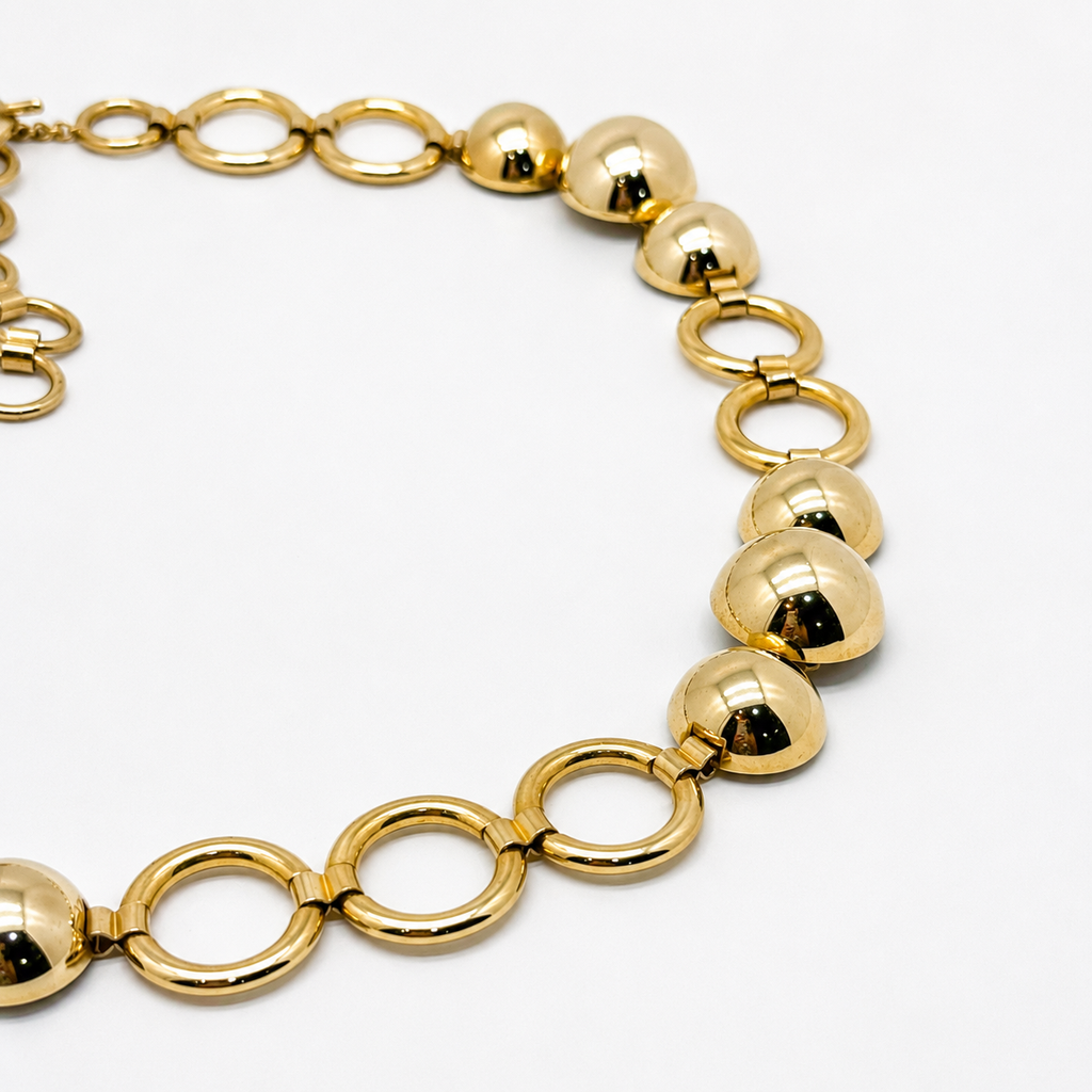 Vintage Gold-Tone Orb Link Adjustable Waist Belt