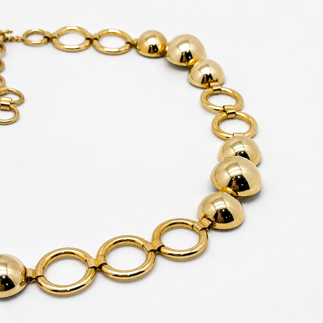 Vintage Gold-Tone Orb Link Adjustable Waist Belt