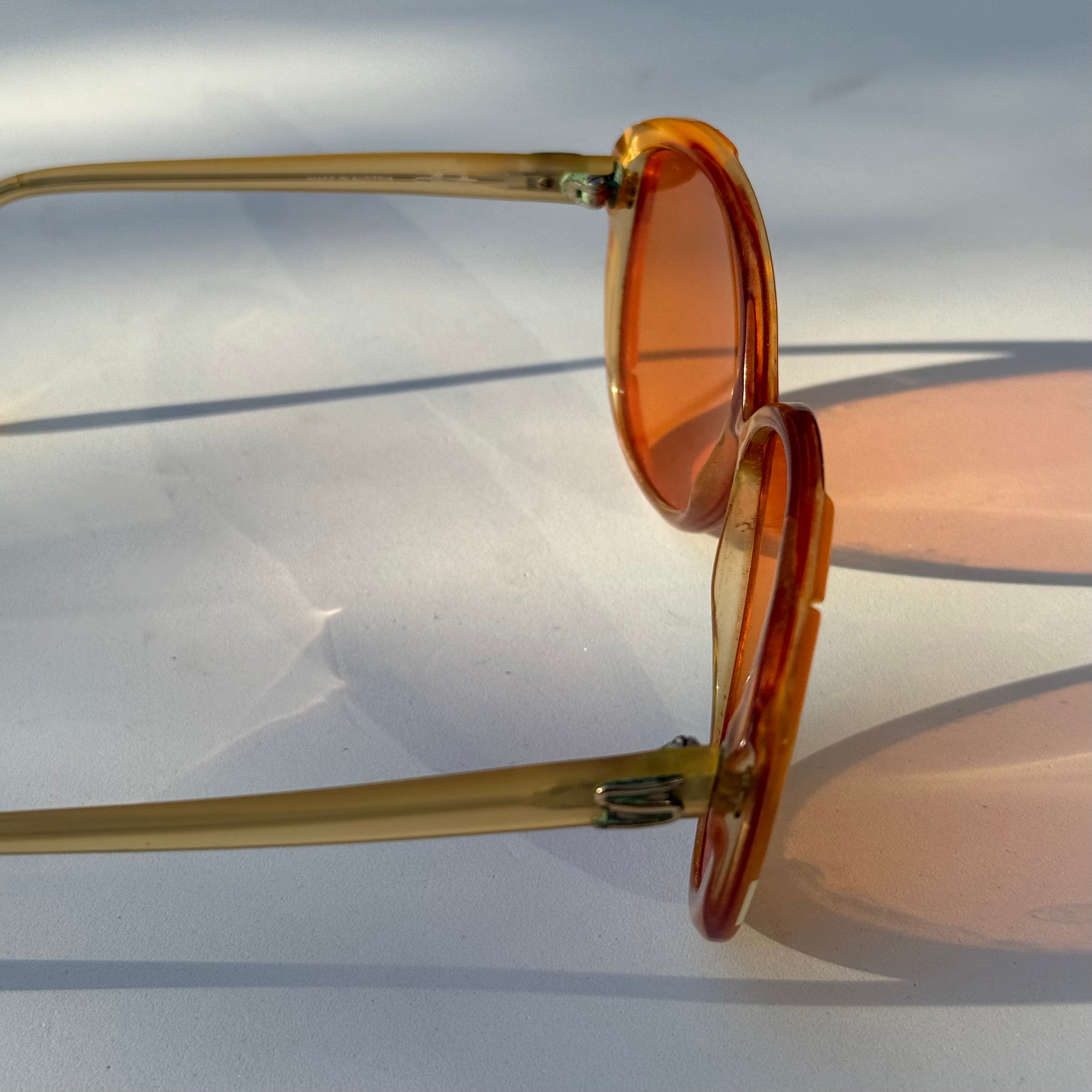 Vintage Silhouette Oversized Amber Butterfly Sunglasses