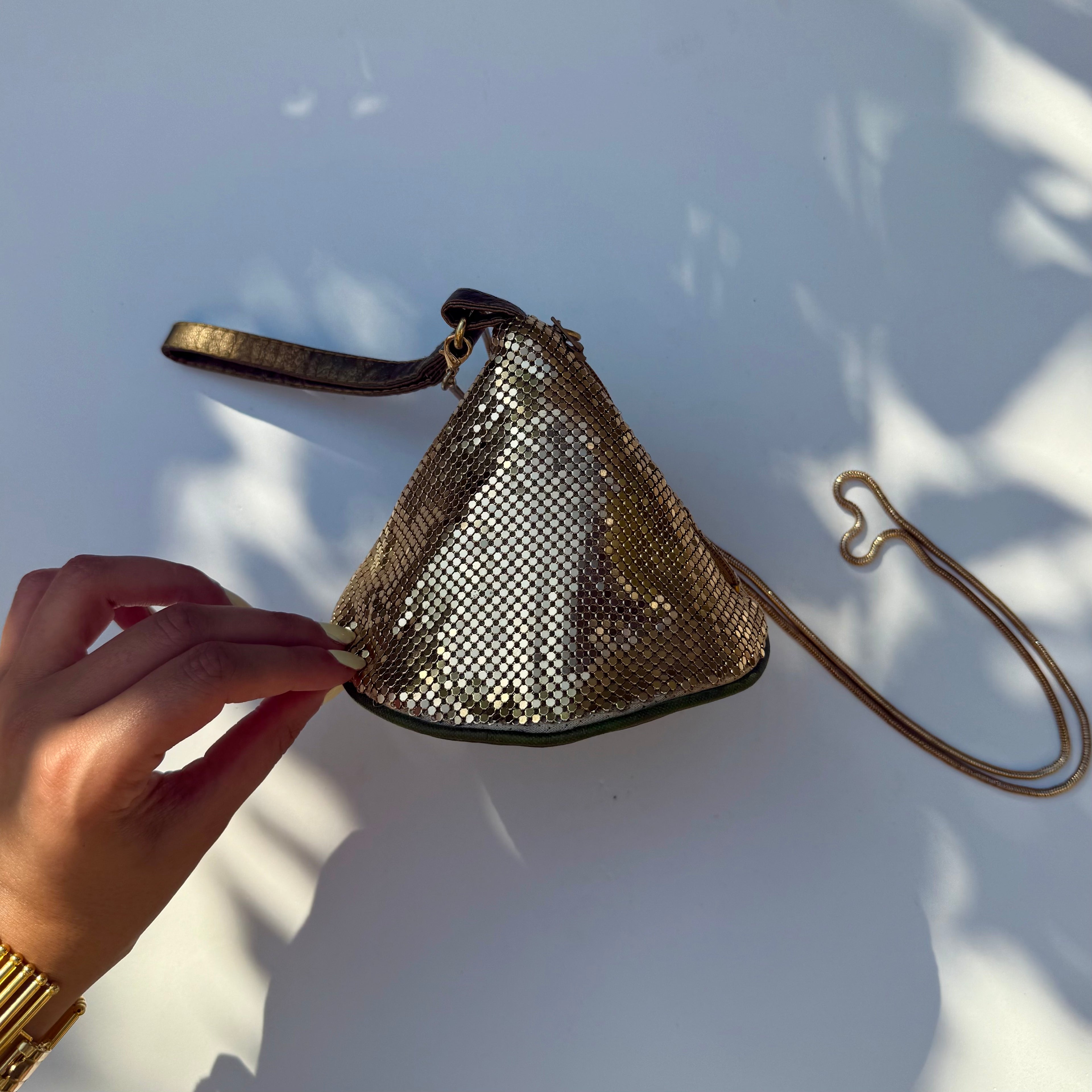 Vintage Gold Evening Pouch with Coin Charm