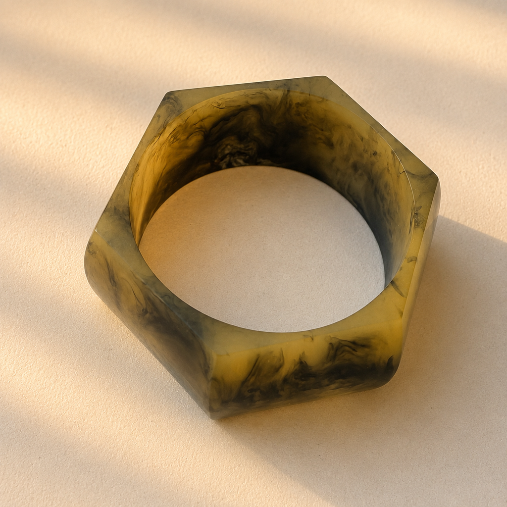 Vintage Smoky Marble Hexagon Bangle