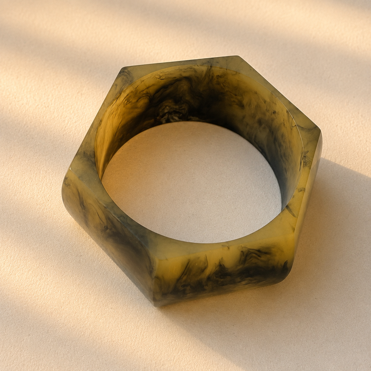 Vintage Smoky Marble Hexagon Bangle