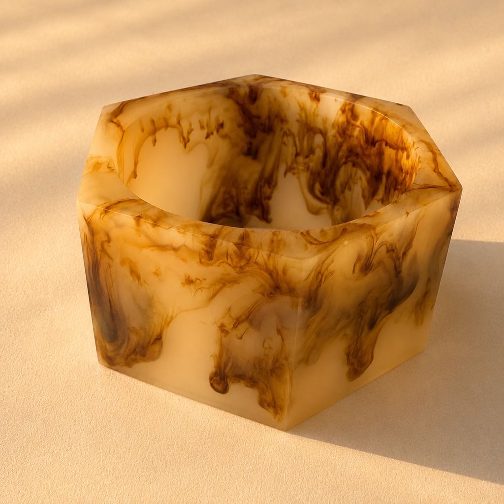 Vintage Caramel Marble Hexagon Bangle