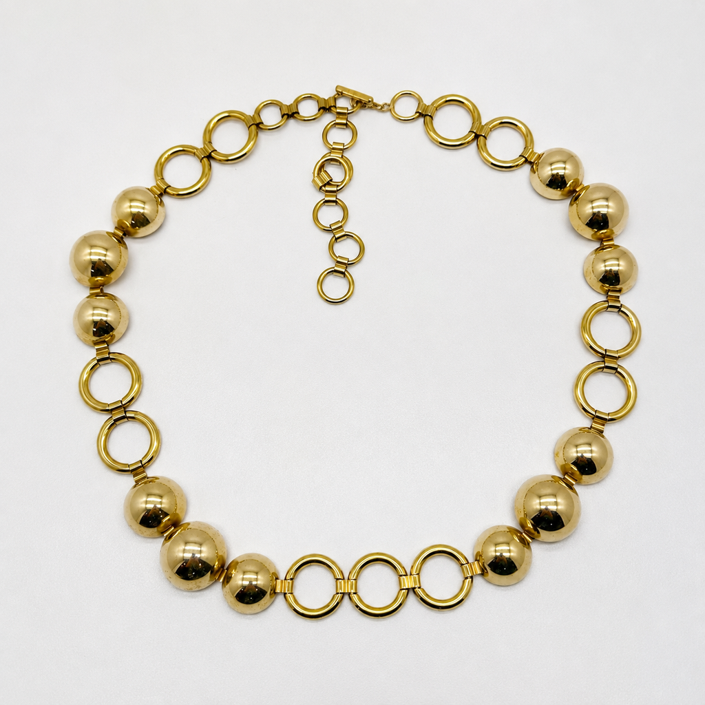 Vintage Gold-Tone Orb Link Adjustable Waist Belt