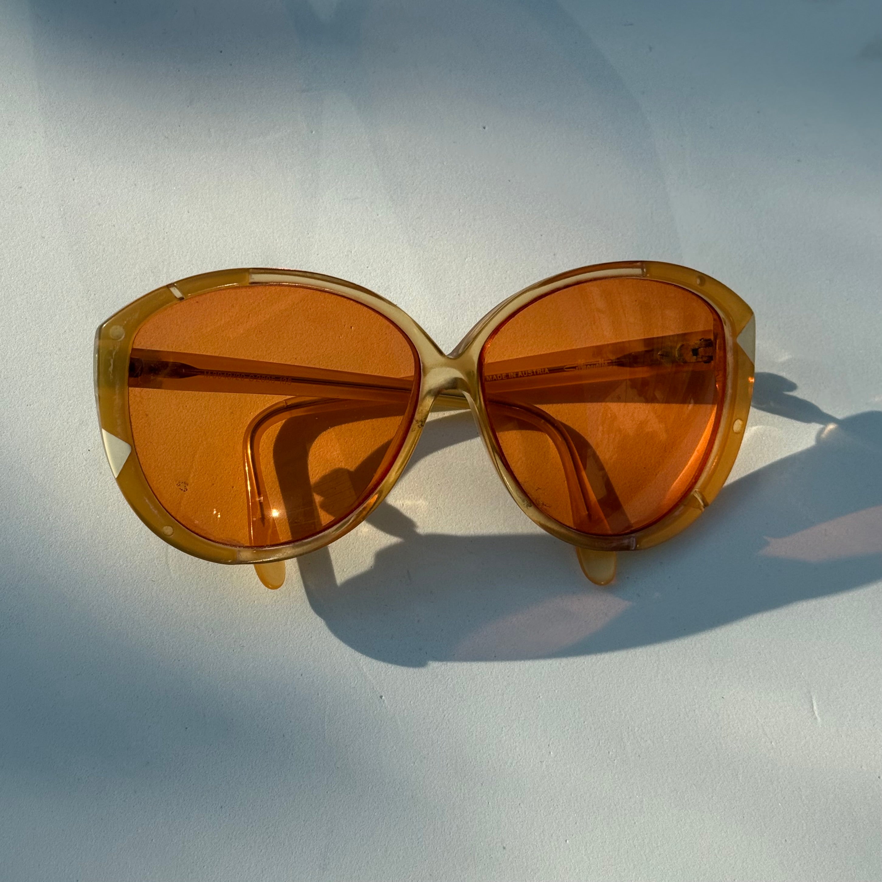 Vintage Silhouette Oversized Amber Butterfly Sunglasses