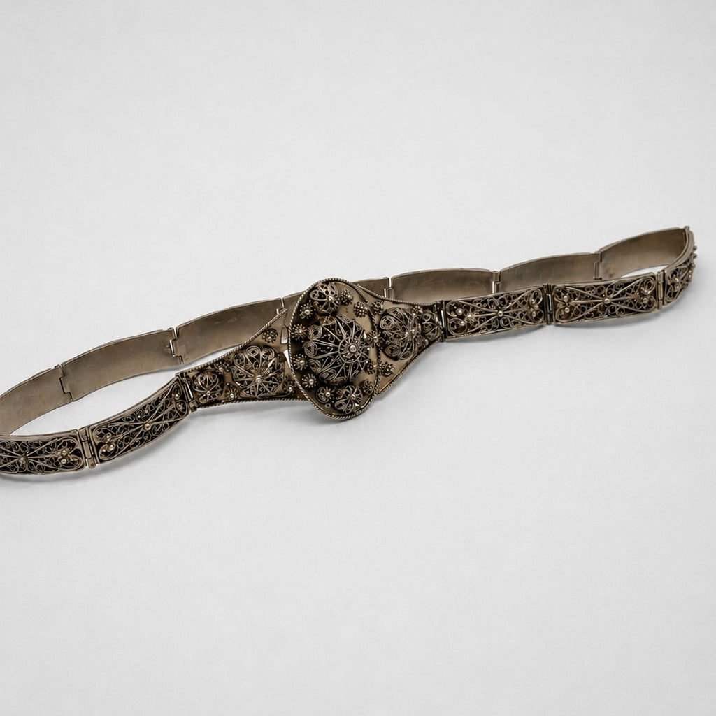 Vintage Handcrafted Brass Filigree Statement Belt