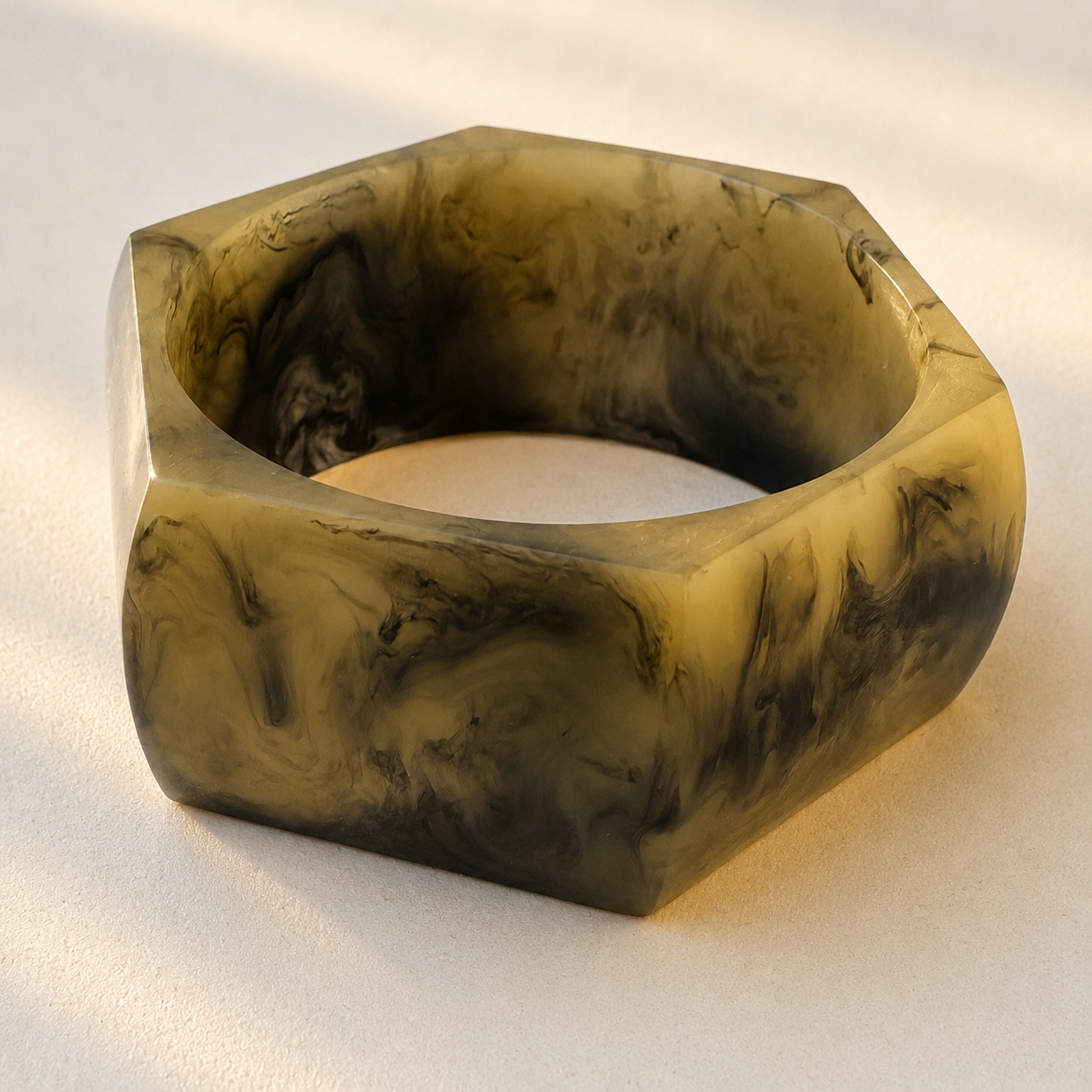 Vintage Smoky Marble Hexagon Bangle