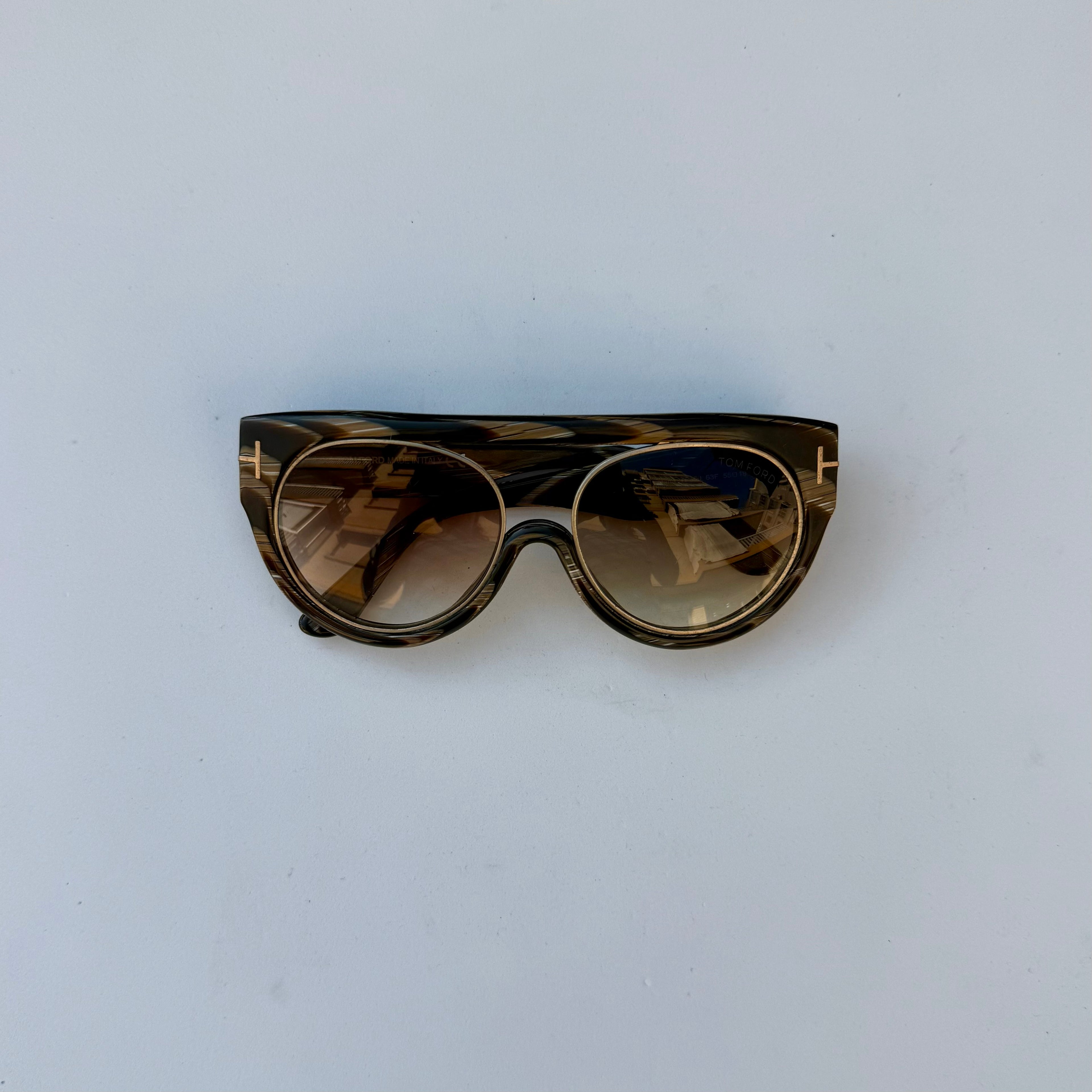Tom Ford Oversized Marbled Aviator Sunglasses
