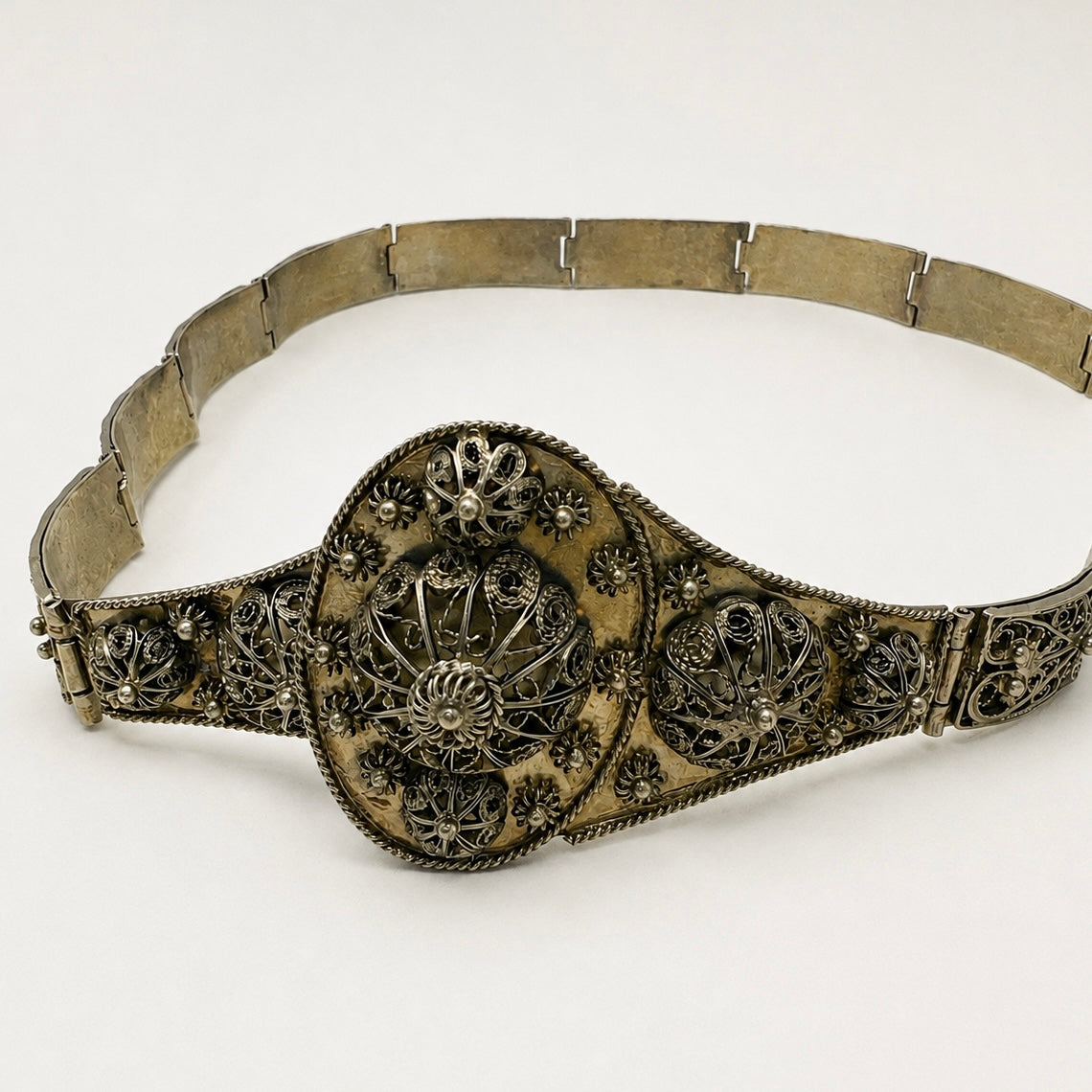 Vintage Handcrafted Brass Filigree Statement Belt