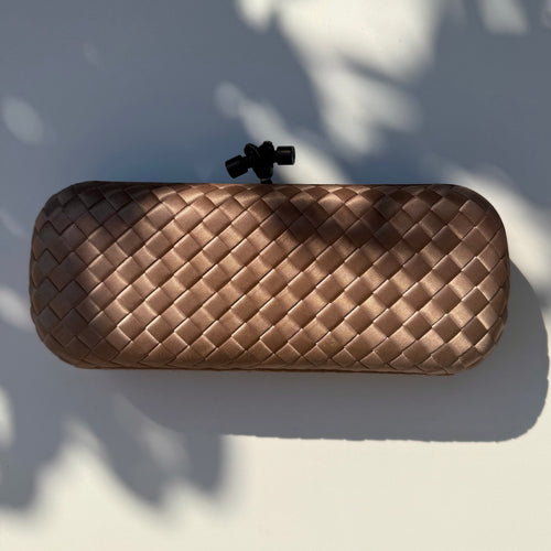 Bottega Veneta Intrecciato Leather Knot Clutch – Taupe