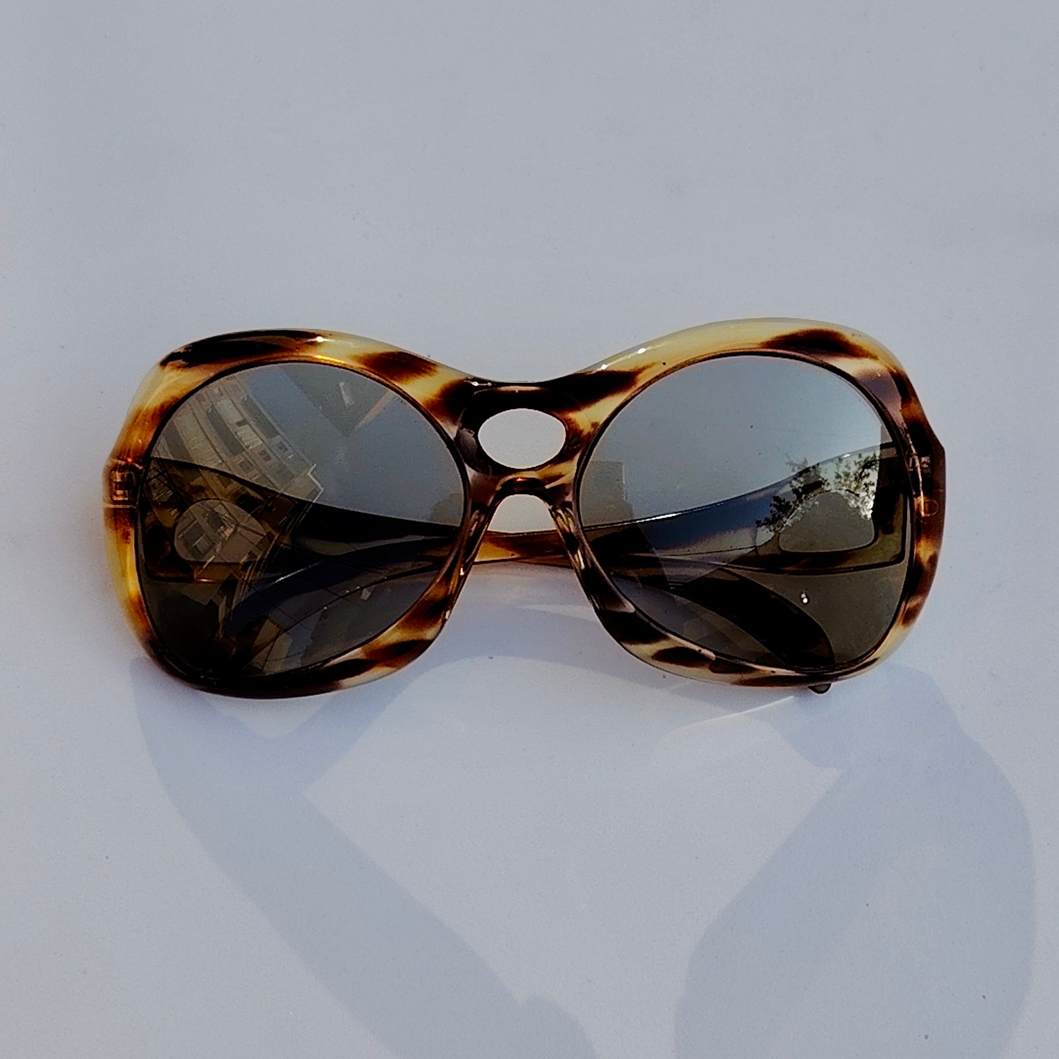 Vintage Italian Oversized Tortoiseshell Cutout Sunglasses