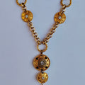 Vintage Gold-Tone Medallion Tassel Statement Necklace