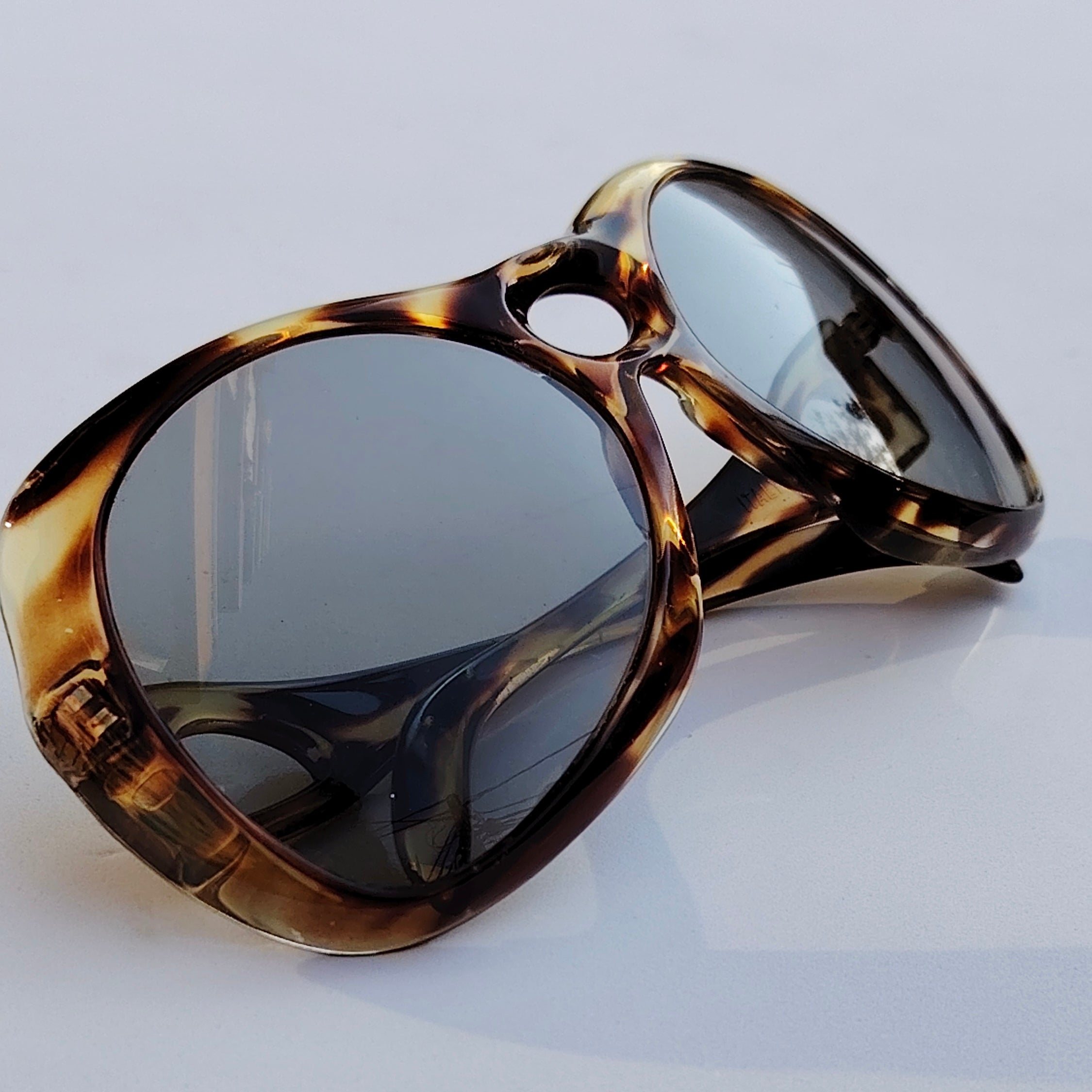 Vintage Italian Oversized Tortoiseshell Cutout Sunglasses