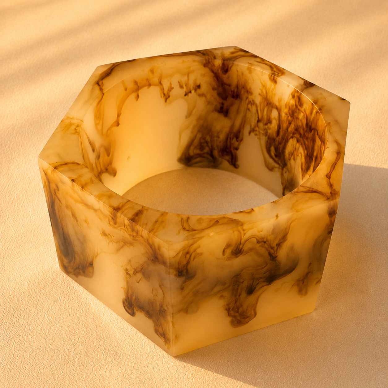 Vintage Caramel Marble Hexagon Bangle