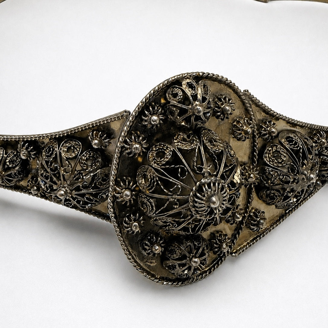 Vintage Handcrafted Brass Filigree Statement Belt