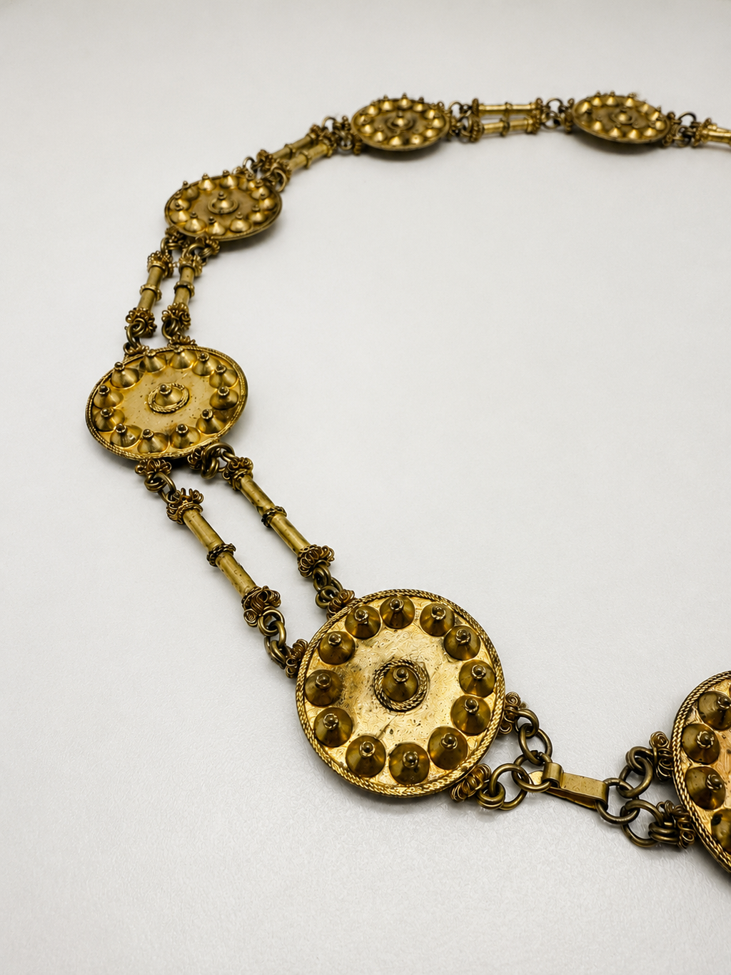 Vintage Brass-Tone Medallion Chain Belt