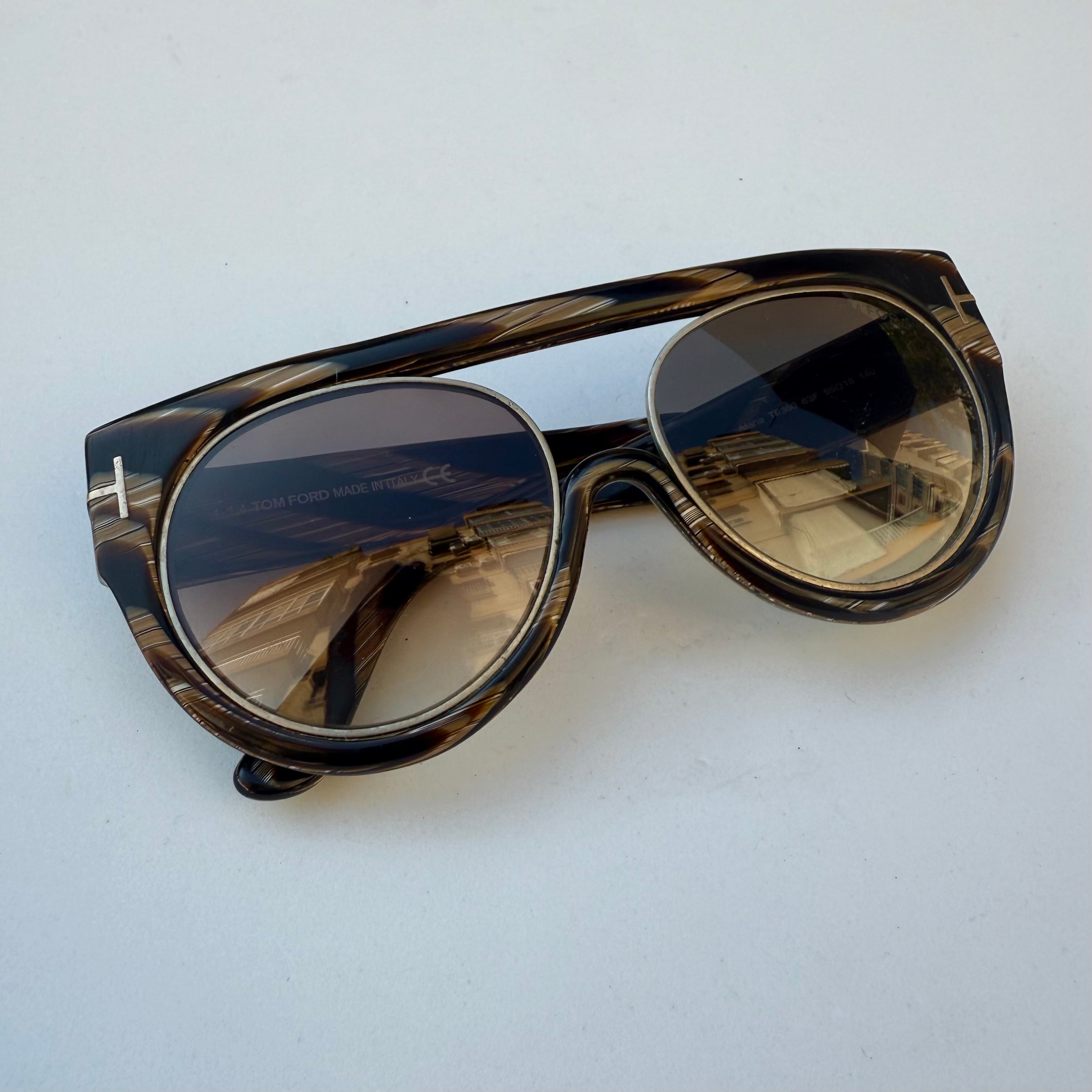 Tom Ford Oversized Marbled Aviator Sunglasses