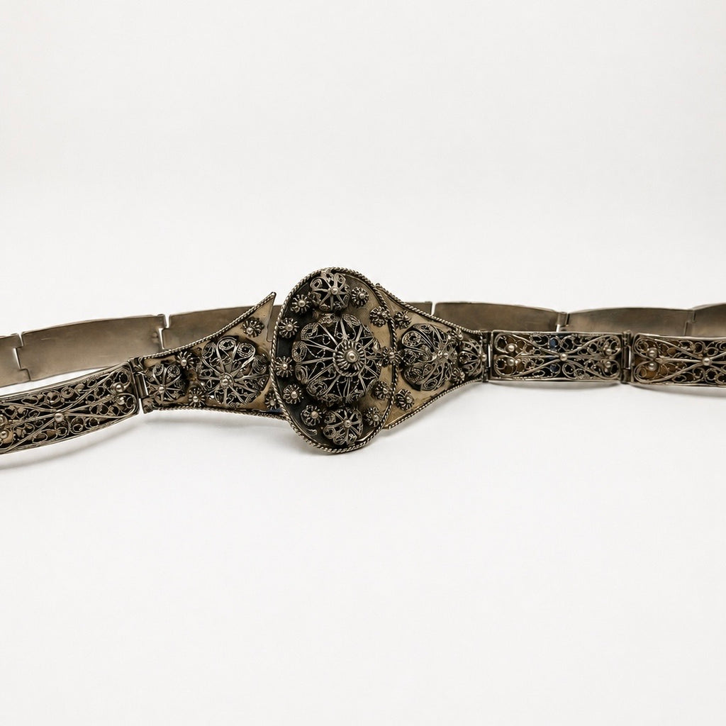 Vintage Handcrafted Brass Filigree Statement Belt