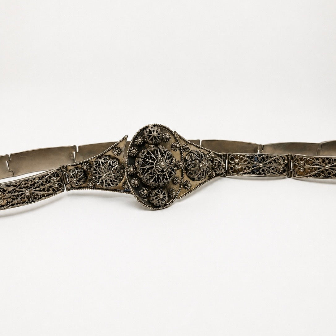 Vintage Handcrafted Brass Filigree Statement Belt