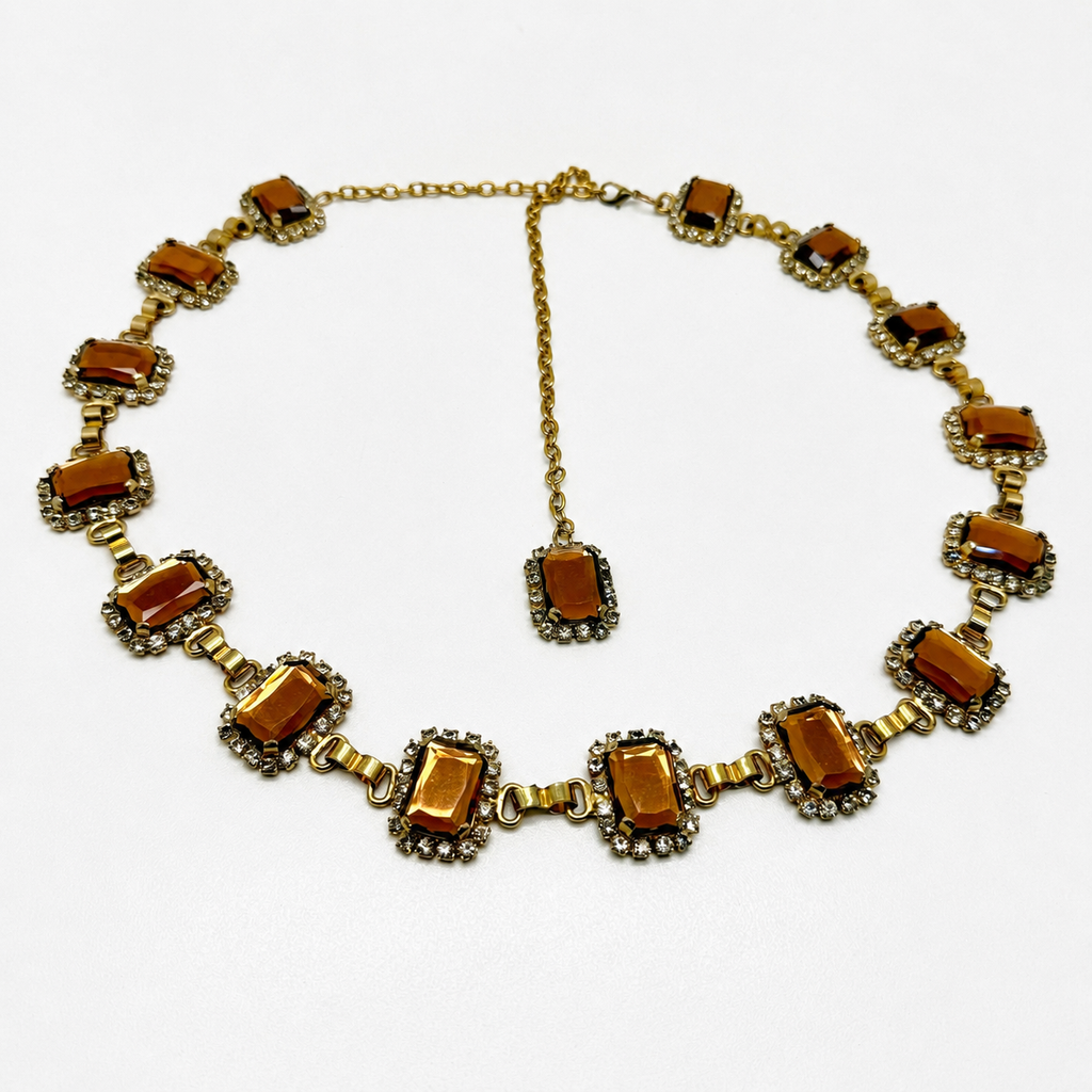 Vintage Amber Crystal Statement Chain Belt