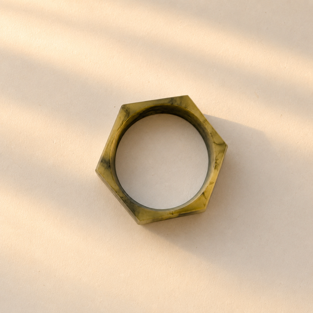 Vintage Smoky Marble Hexagon Bangle