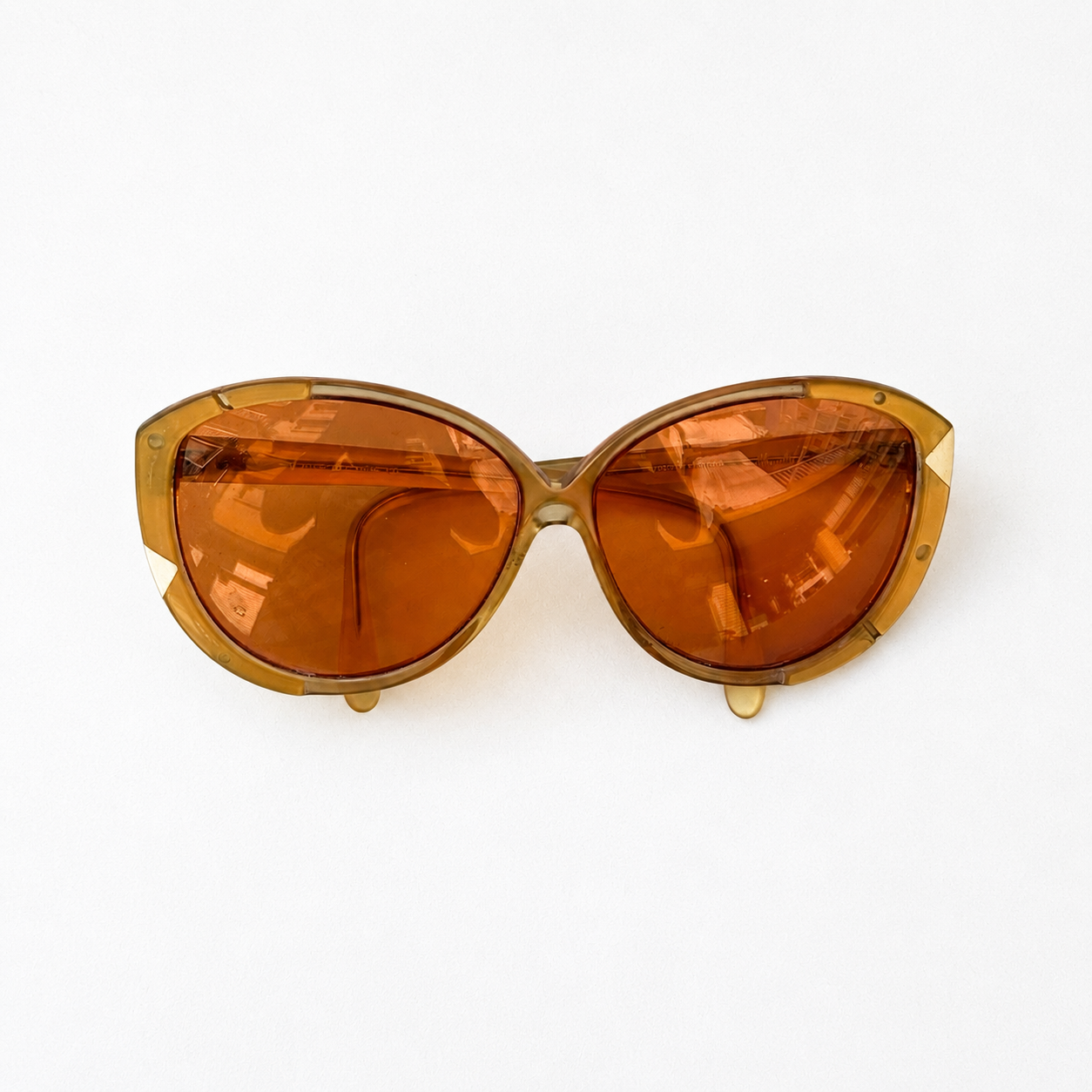 Vintage Silhouette Oversized Amber Butterfly Sunglasses