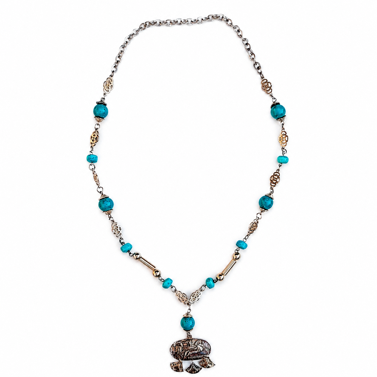 Vintage Egyptian Revival Turquoise Statement Necklace