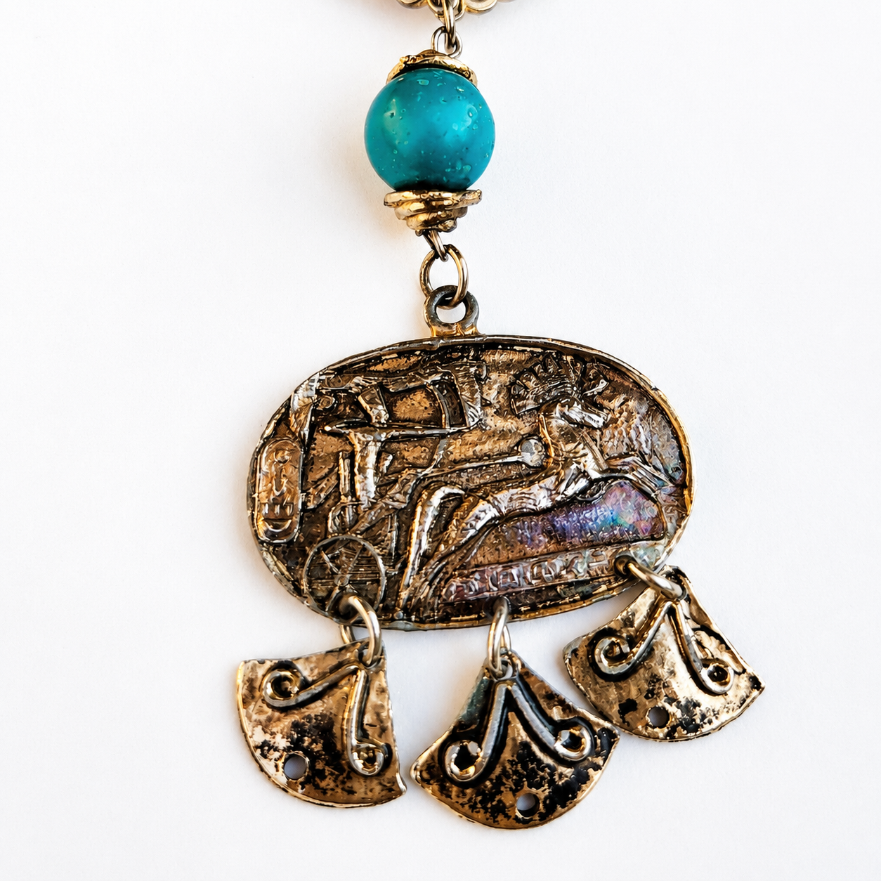 Vintage Egyptian Revival Turquoise Statement Necklace