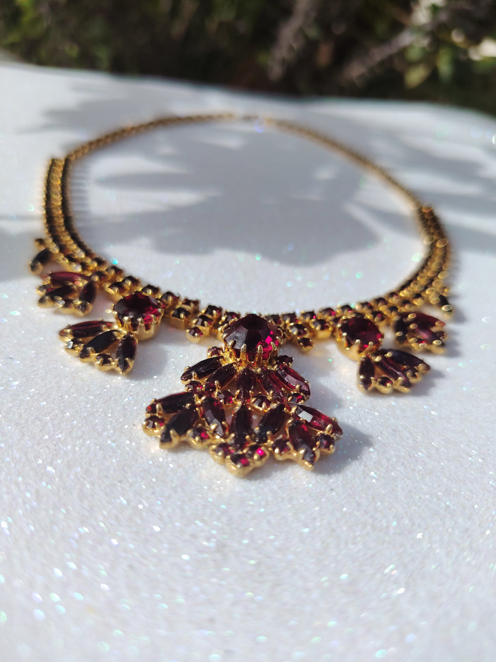 Crimson Glow Rhinestone Necklace