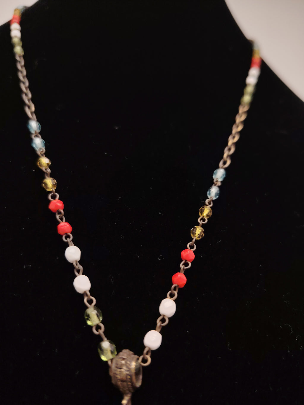 Poggi Paris Coral Glow Rhinestone Cross Necklace