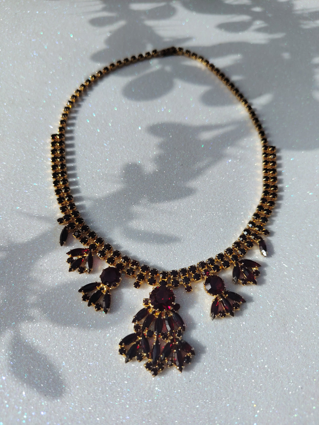 Crimson Glow Rhinestone Necklace