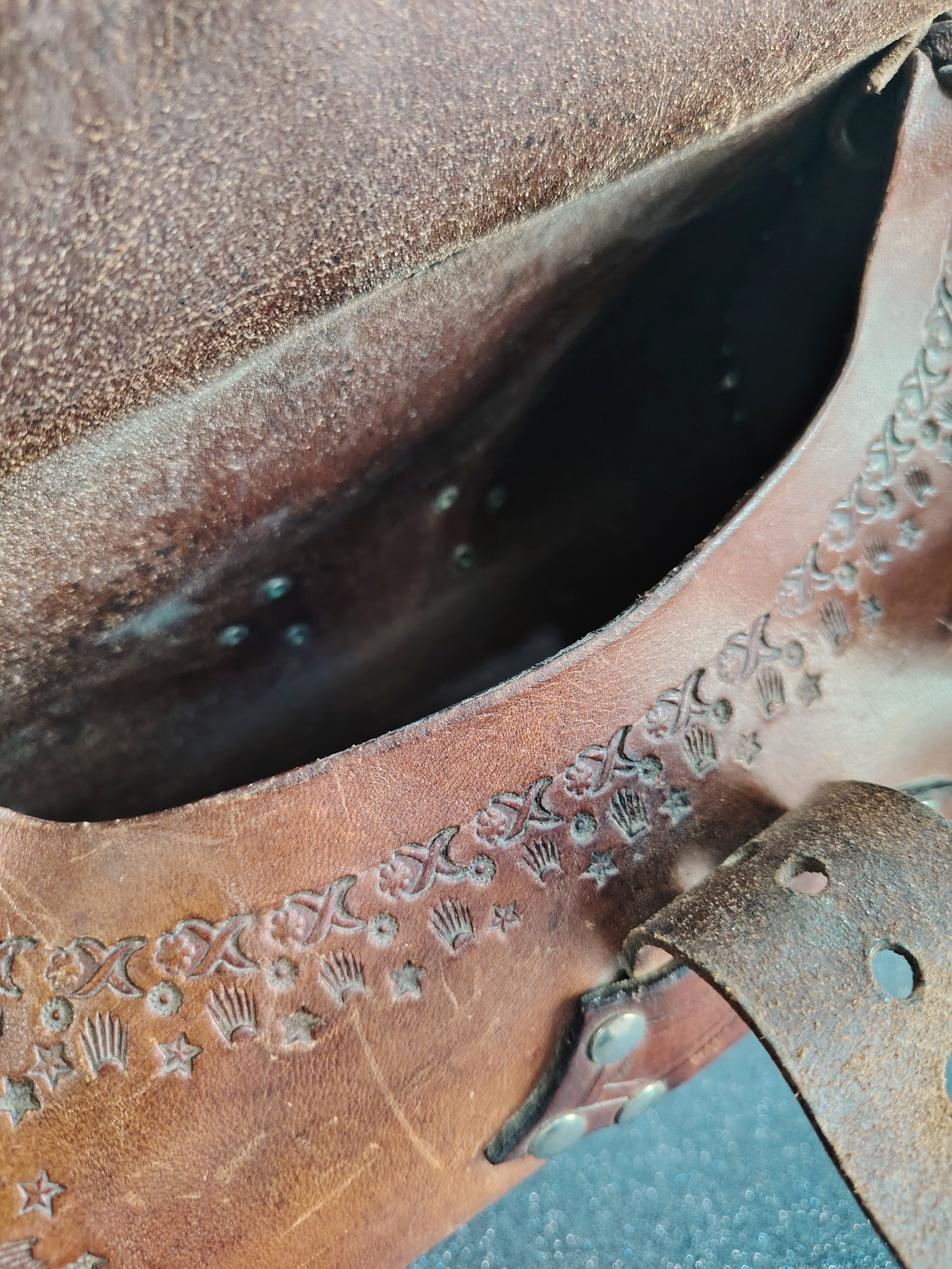 Tooled Brown Leather Bag