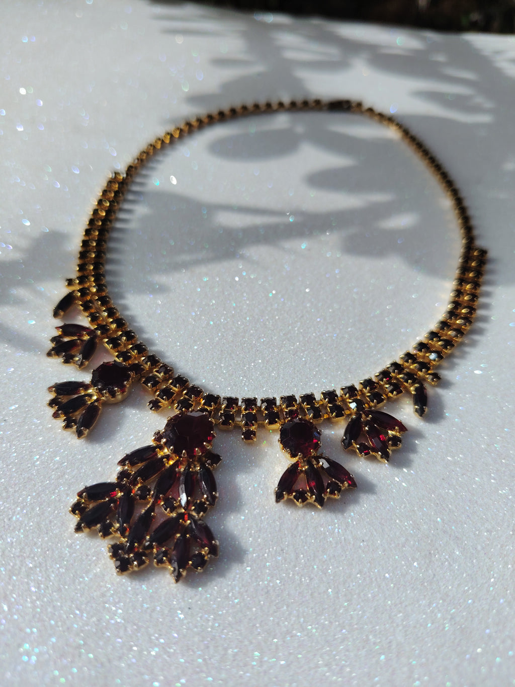 Crimson Glow Rhinestone Necklace