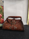 Tooled Brown Leather Bag